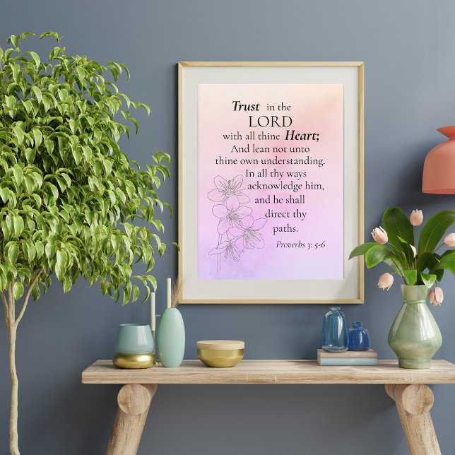 Vertrauen in die Lord Bible Verse Floral Water col Poster (Von Creator hochgeladen)