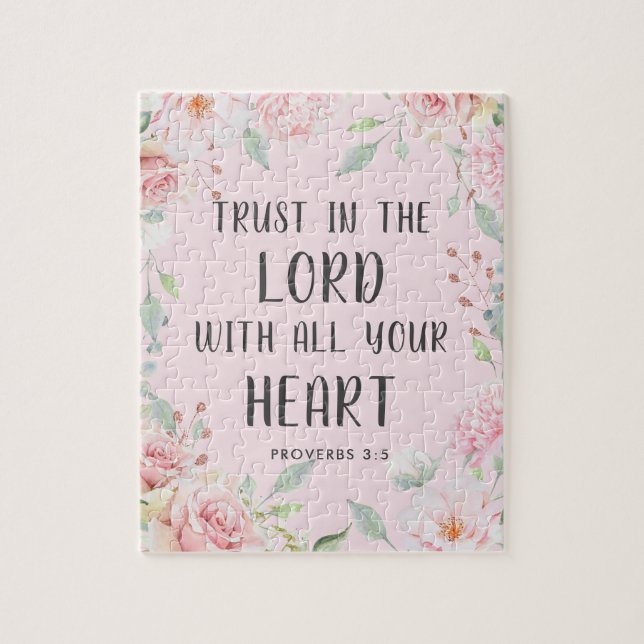 Vertrauen in die Lord Pink Floral Scripture Puzzle (Vertikal)