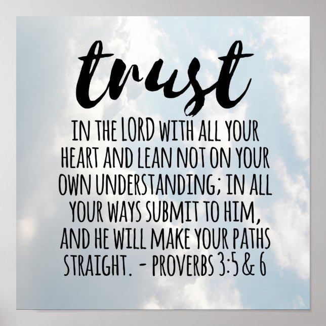 Vertrauen in die Lord Proverbs 3:5-6 Poster (Vorne)
