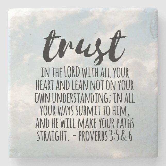 Vertrauen in die Lord Proverbs 3:5-6 Steinuntersetzer (Vorderseite)