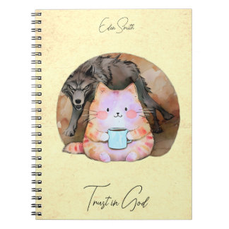 Vertrauen in Gott - Custom Notebook Cat Coffee Wol Notizblock