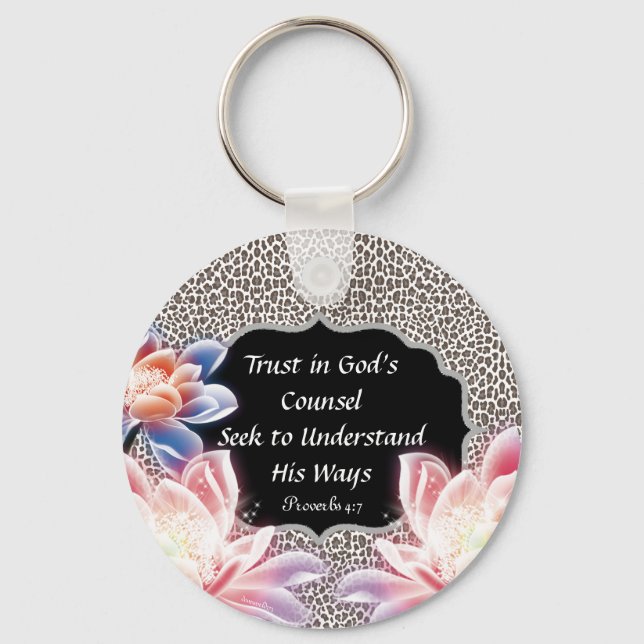 Vertrauen in Gottes Ratgeber Tierdruckkette Schlüsselanhänger (Vorderseite)