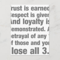 Vertrauen, Loyalität, Achtung des Sprichworts