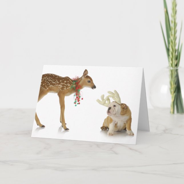 VERTRAUEN MIT BULL DOG MERRY CHRISTMAS CARD KARTE (Vorderseite)