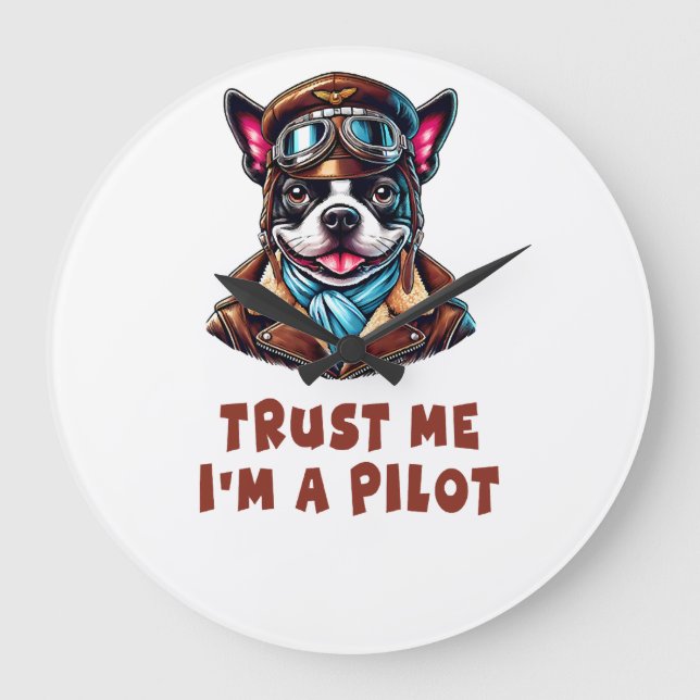 Vertrauen Sie mir, ich bin Pilot Große Wanduhr (Vorderseite)