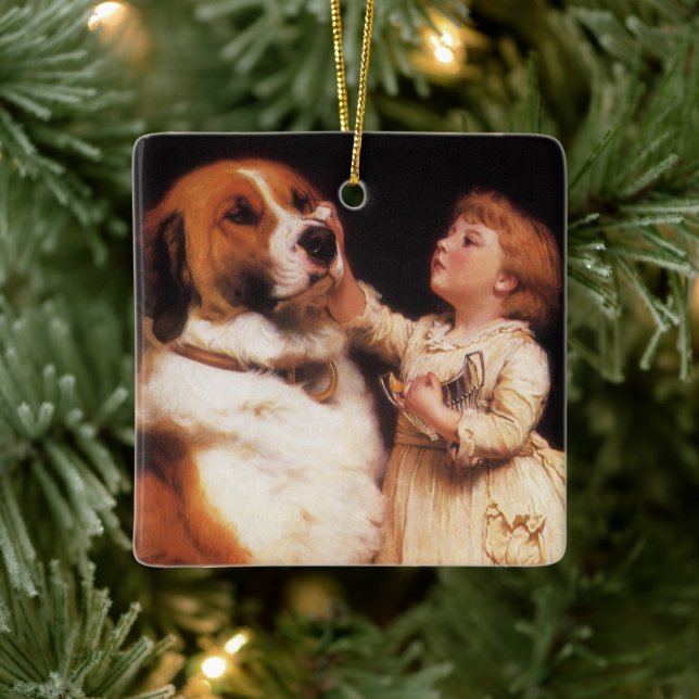 Vertrauen von Charles Burton Barber, Saint Bernard Keramikornament (Baum)