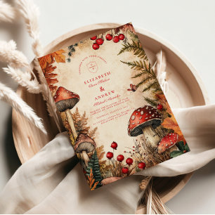 Verträumte Herbstwald-Romanze-Hochzeit Einladung