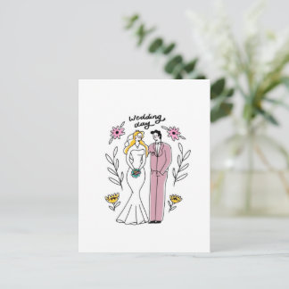 Verträumte "Hochzeitstag"-Einladung - Künstlerisch Einladungspostkarte