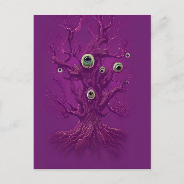 Verträumter Spukbaum Postkarte (Vorderseite)