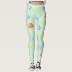 Verträumtes Fairycore-Muster – Pilze, Kristalle Leggings