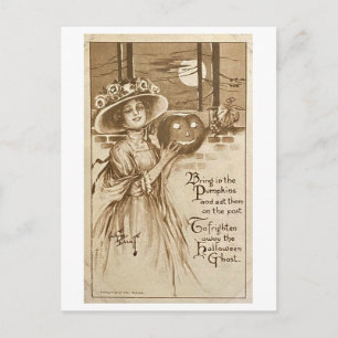 Vertreibe die Halloween-Geister Vintage Postkarte