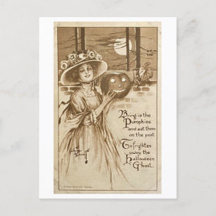 Vertreibe die Halloween-Geister Vintage Postkarte