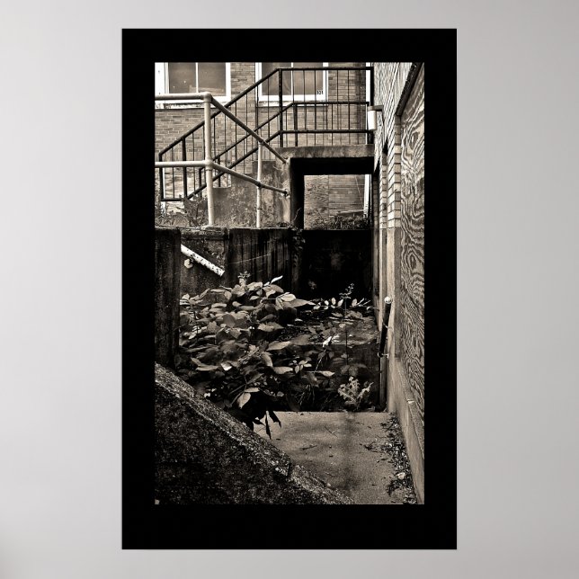 Verurteilte Gebäude; Schwarz und Weiß Poster (Vorne)