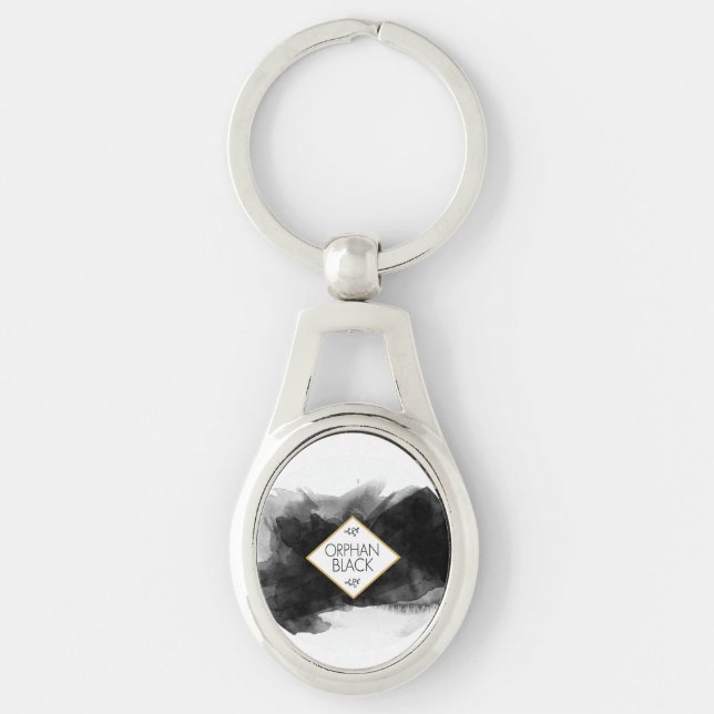 Verwaistes schwarzes schwarzes Aquarell Schlüsselanhänger (Vorderseite)
