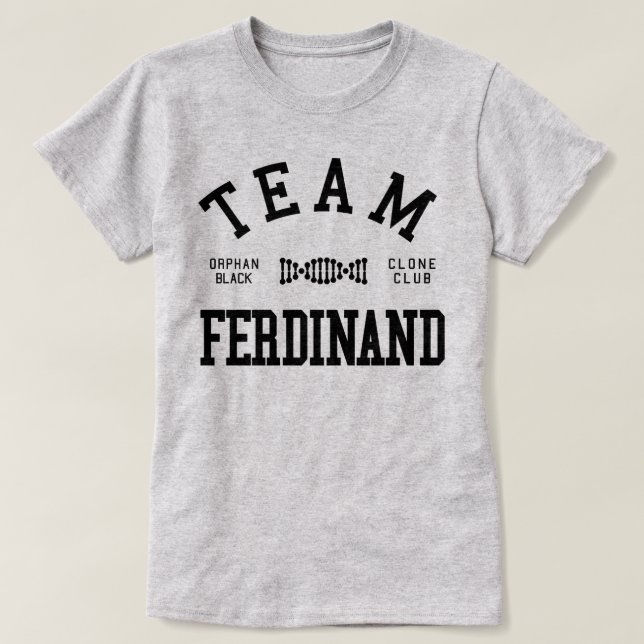 Verwaistes schwarzes Team Ferdinand T-Shirt (Design vorne)