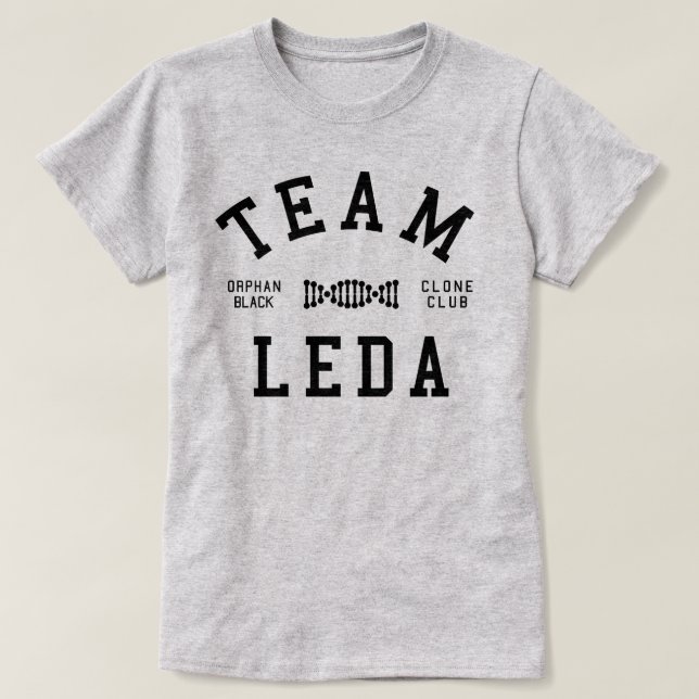 Verwaistes schwarzes Team Leda T-Shirt (Design vorne)