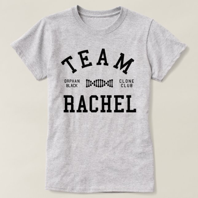 Verwaistes schwarzes Team Rachel T-Shirt (Design vorne)