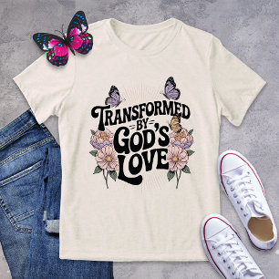 Verwandelt durch Gottes Liebe Schmetterling Retro- Tri-Blend Shirt
