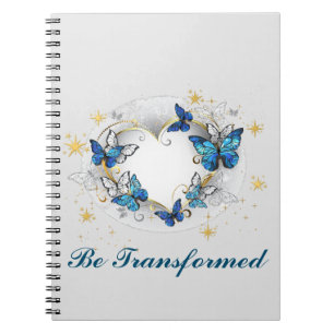 "Verwandelt werden" Eleganter blauer Schmetterling Notizblock