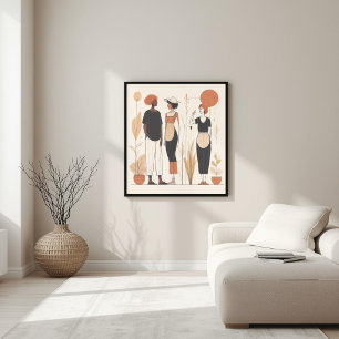 Verwandte Seelen Zeitgenössische abstrakte Fraue Poster