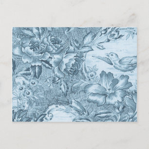 Verwaschene blaue französische Toile Postkarte