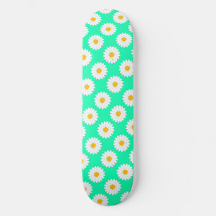 Verwaschenes Gänseblümchen-Blumenmuster Aqua Skate Skateboard