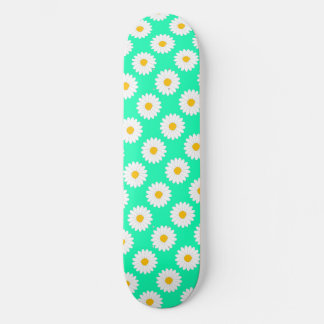 Verwaschenes Gänseblümchen-Blumenmuster Aqua Skate Skateboard