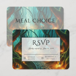 Verwegene Waldlaternenweg-Hochzeit RSVP Karte