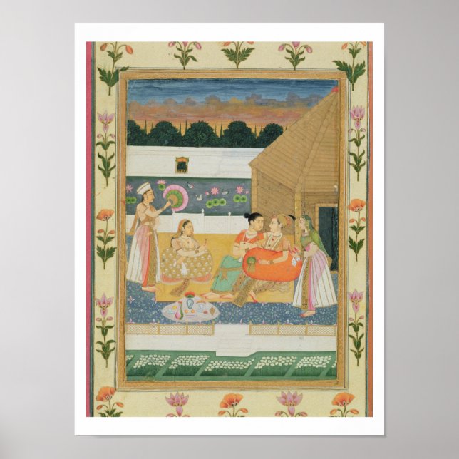 Verweilen Sie auf einer Terrasse bei Sonnenunterga Poster (Vorne)