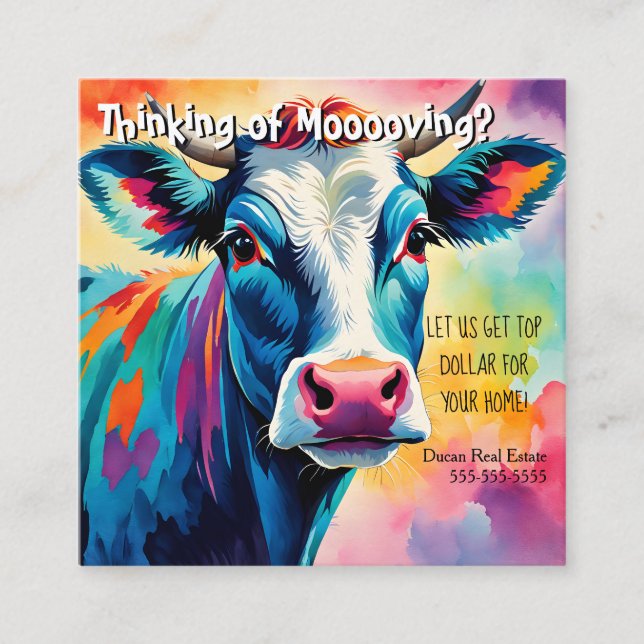 Verweisung an landwirtschaftliche Kuh reales Anwes Quadratische Visitenkarte (Vorderseite)
