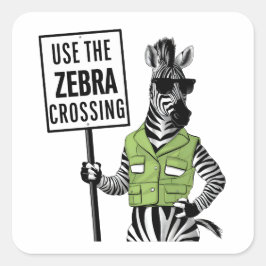 Verwenden der Zebra-Kreuzung Quadratischer Aufkleber