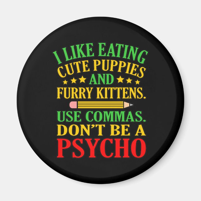 Verwenden Sie Commas English Language Teacher Teac Magnet (Vorne)