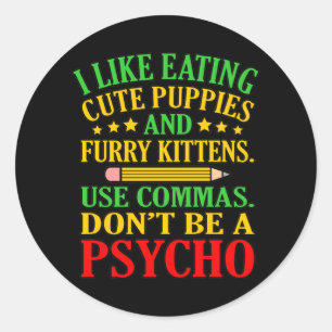Verwenden Sie Commas English Language Teacher Teac Runder Aufkleber