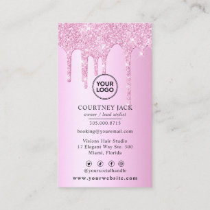 Verwenden Sie Ihr eigenes Logo Pink Metallic Glitz Visitenkarte