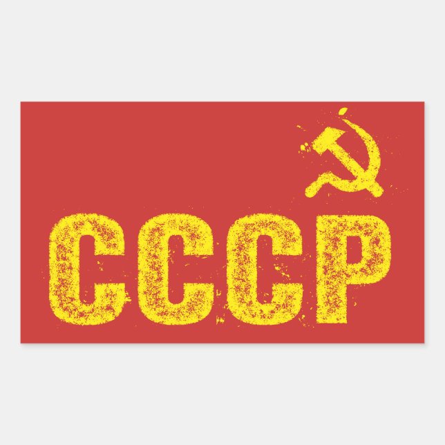 Verwendete CCCP-Aufkleber für Hammer und Sichel Rechteckiger Aufkleber (Vorderseite)