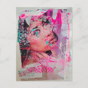 Verwerfen Sie Frau Mixed Media Collage Postkarte