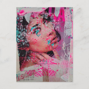 Verwerfen Sie Zeitschrift Frau Mixed Media Collage Postkarte