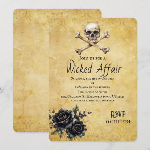 Verwerfliche Gothic-Schädel-Halloween-Party Einladung