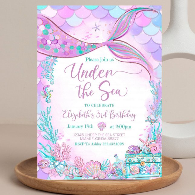 Verwertbar unter dem Meer Lila Aquamarine kleine M Einladung (Von Creator hochgeladen)