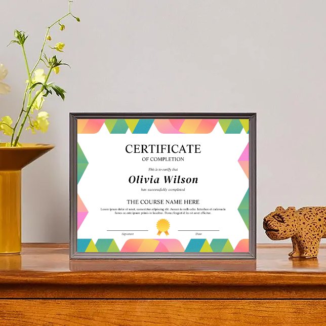 Verwertbares Zertifikat für den Abschluss des Kurs (Editable Certificate of Completion Course Award)