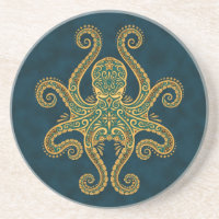 Verwickelte goldene blaue Krake