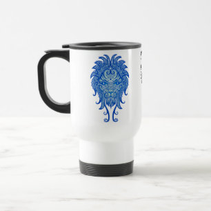 Verwickelter blauer Stammes- Löwe Reisebecher