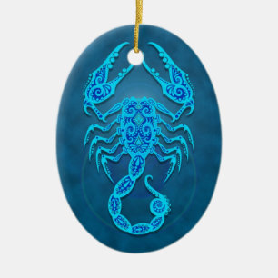 Verwickelter blauer Stammes- Skorpion Keramik Ornament
