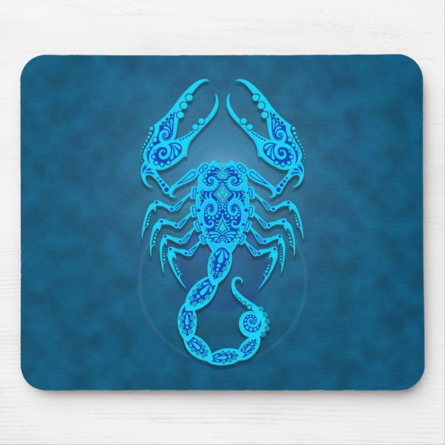 Verwickelter blauer Stammes- Skorpion Mousepad (Vorne)