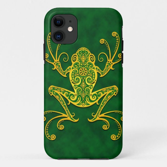 Verwickelter goldener grüner Baum-Frosch Case-Mate iPhone Hülle (Rückseite)