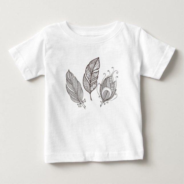 Verwickeltes Feder-Gekritzel Baby T-shirt (Vorderseite)