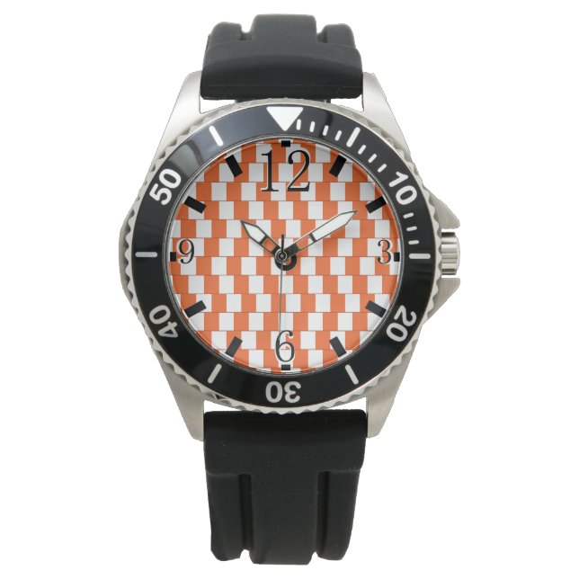Verwirrende Linien Orange Armbanduhr (Vorderseite)
