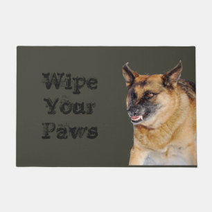 Verwirrenknurrender Schäferhund humorvoll Fußmatte