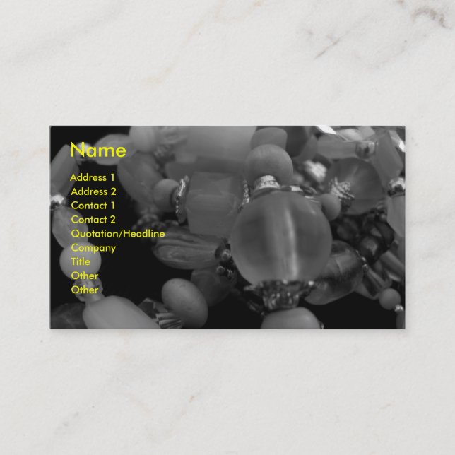 "Verwirrte Armbänder in Schwarzem" und im Weiß Visitenkarte (Vorderseite)