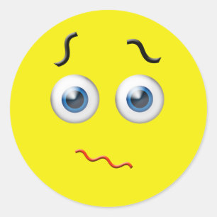 Verwirrte Emoji Runder Aufkleber